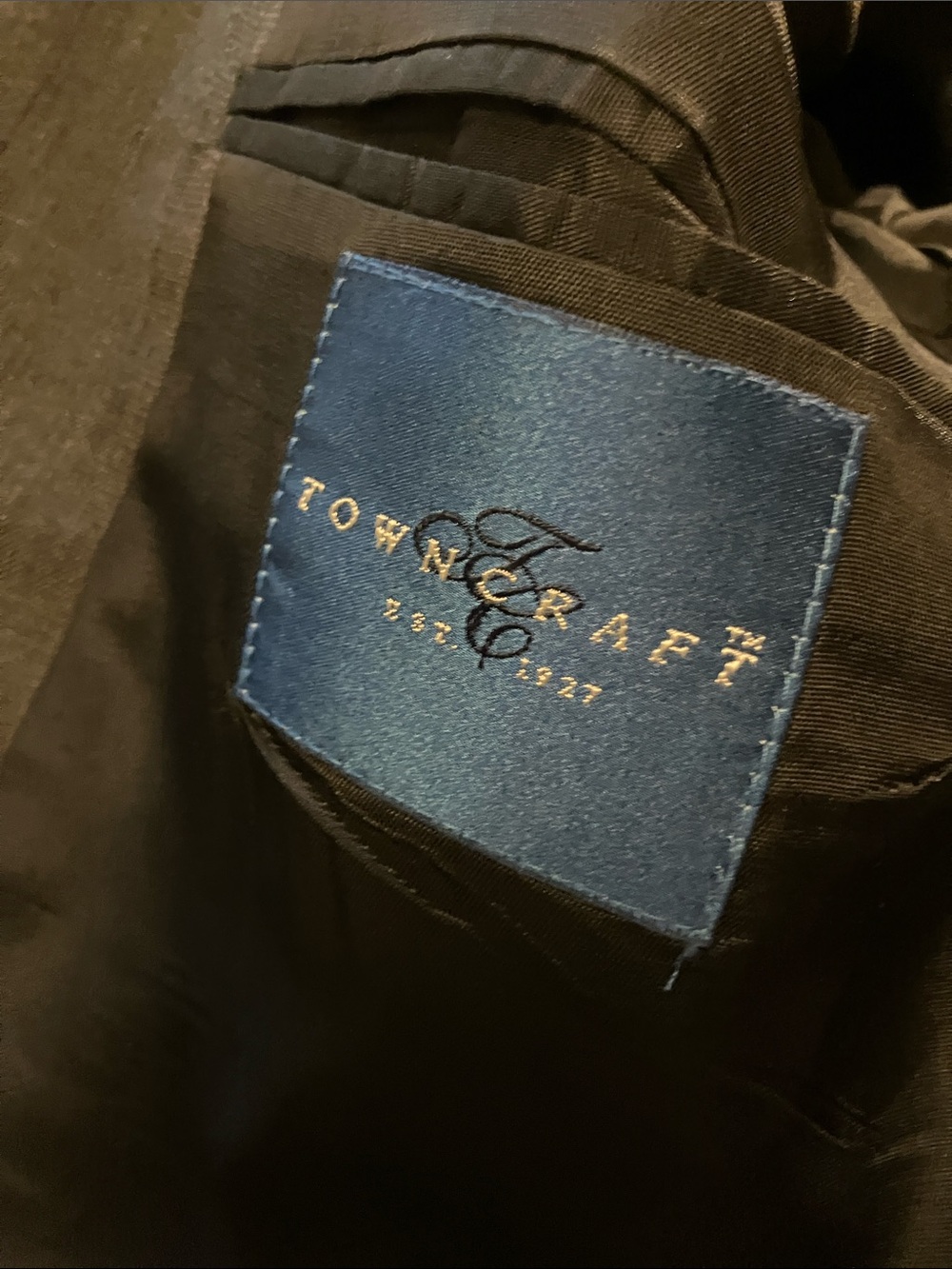 Towncraft 42R men’s suit jacket silk and wool charcoal gray with stripes - Picture 8 of 11